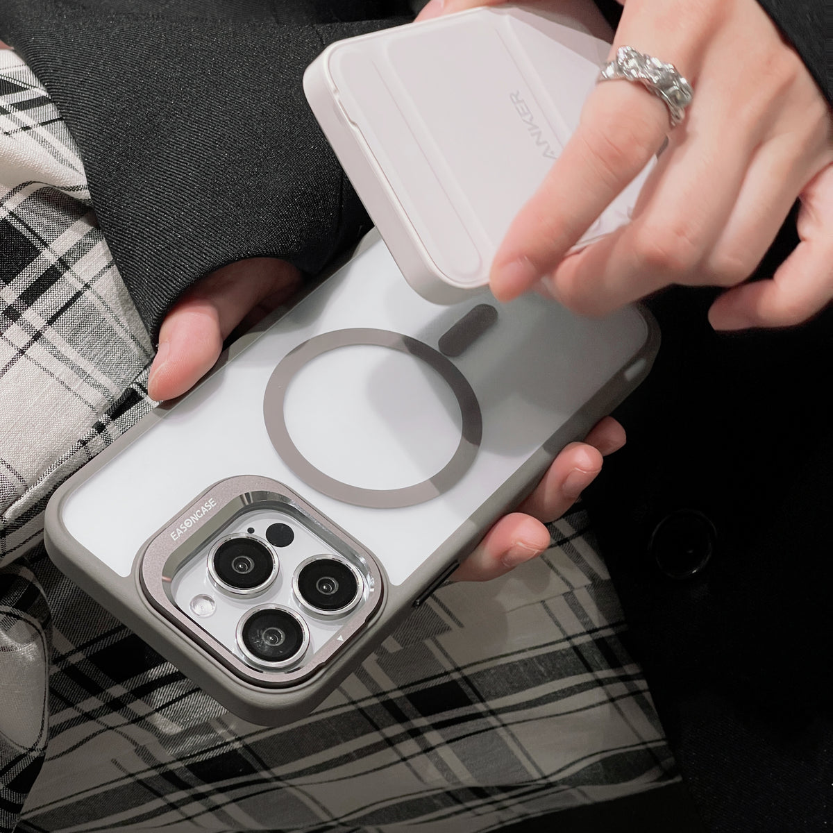 Gray Frosted Hidden Holder MagSafe Case– AirPhoneCase